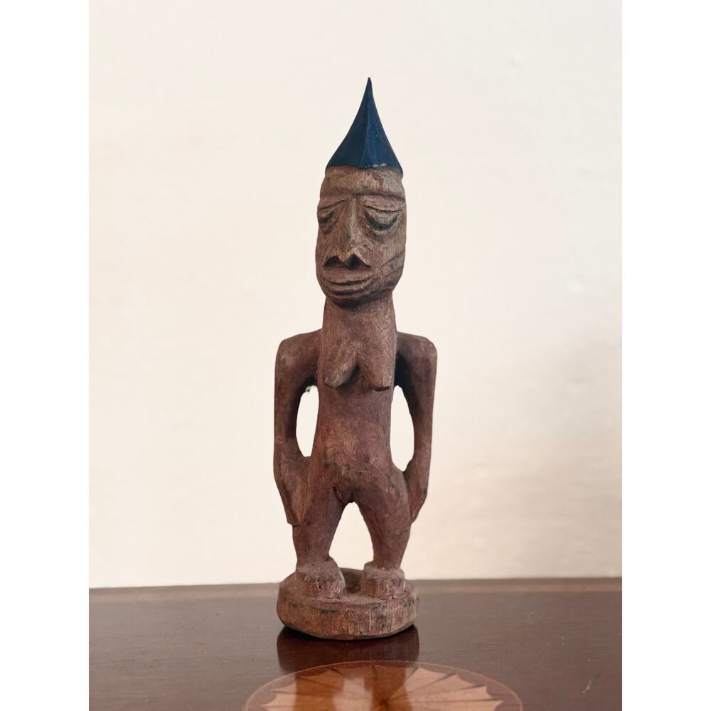 Vintage Art - Nigerian Fertility Ibeji Statue - 10” Carved Wood - Africa